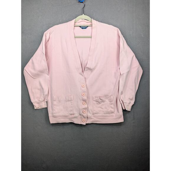 Lands End Cardigan Womens Large Pink Button Front USA Vintage - Picture 1 of 8